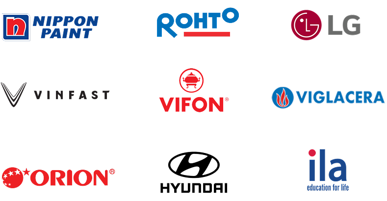 Brands nippon paint, rohto, lg, vinfast, vifon, viglacera, orion, hyundai, ila
